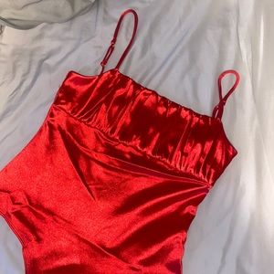 Red Satin Bodysuit